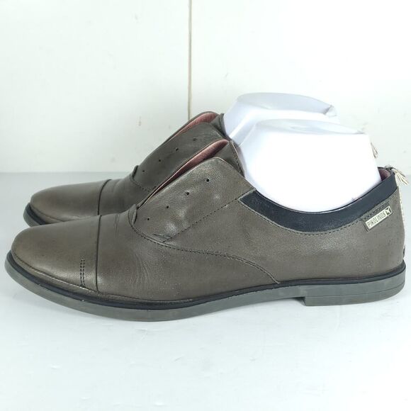 PIKOLINOS Women's Pyrgos US8,5 EU39 Gray Leather Laceless Slip-On Flat Oxford - Picture 2 of 16